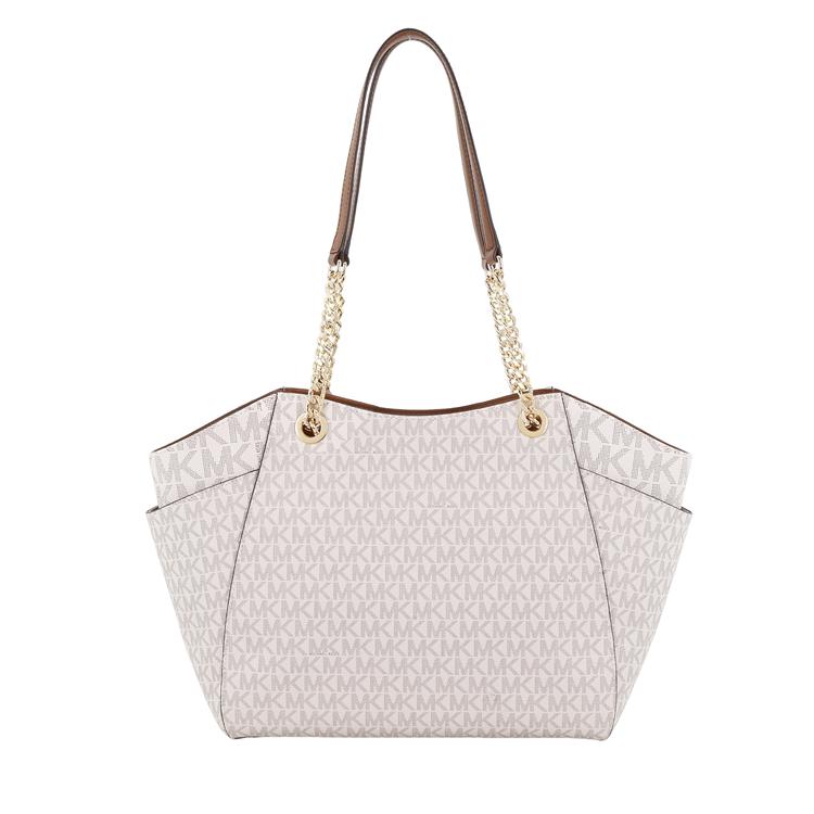 Michael Kors MK Pratt Сумка-тоут на молнии из покрытого холста Сумка для покупок Сумка через плечо Сумка на плечо Большая женская тоут 35S4GTVT3B-VANILLA