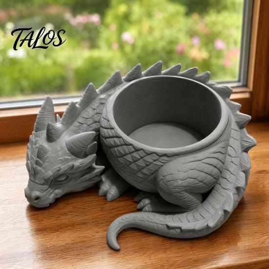 Talos 3D-печатный горшок-лежащий дракон для небольших зеленых растений, Декоративное украшение-горшок для суккулентов, Фигурка в темном стиле для дома, офиса, рабочего стола