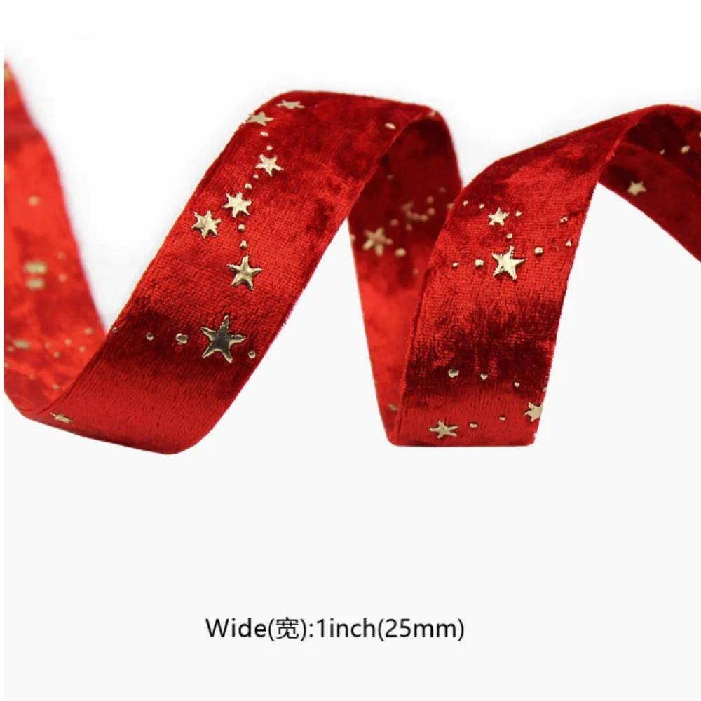 Горячее тиснение Подарочная упаковка Мягкая текстура Ленты для рукоделия Двусторонние бархатные ленты Элегантный свадебный декор для проектов своими руками