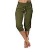Женские укороченные брюки, эластичные, с высокой талией, регулируемые, с завязками, до середины голени, с карманами, однотонные, эластичные, спортивные штаны для йоги