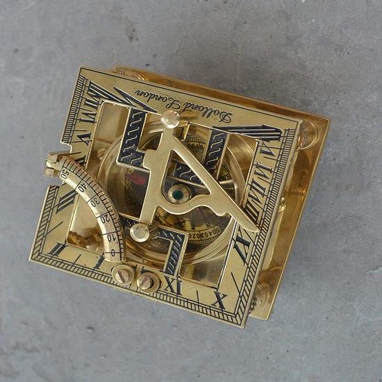 Компас с солнечными часами, стимпанк блестящий латунный компас с солнечными часами, часы