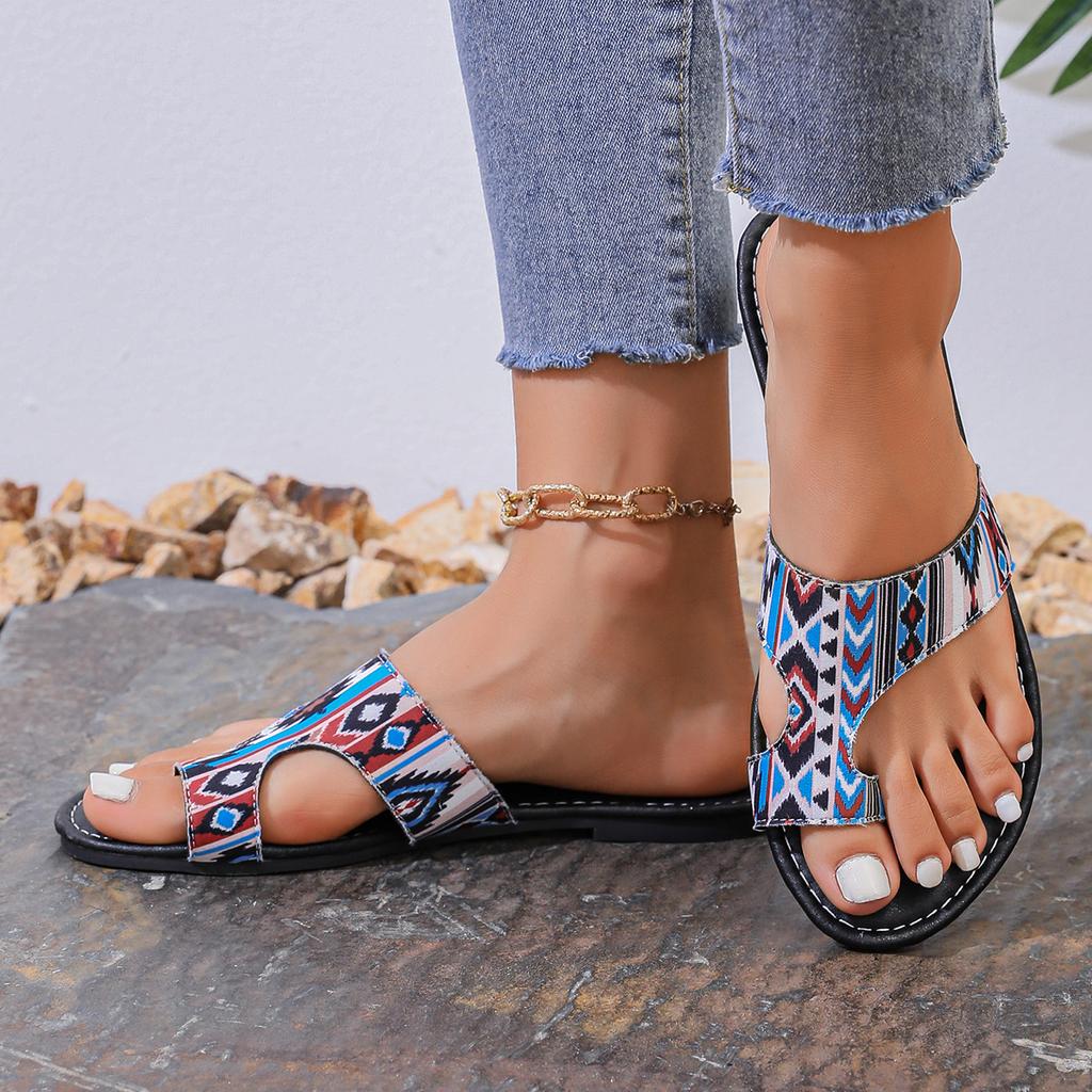 Модный тренд для женщин 2024 года, нескользящие, износостойкие, удобные, мягкие, вьетнамки в этническом стиле на плоской подошве