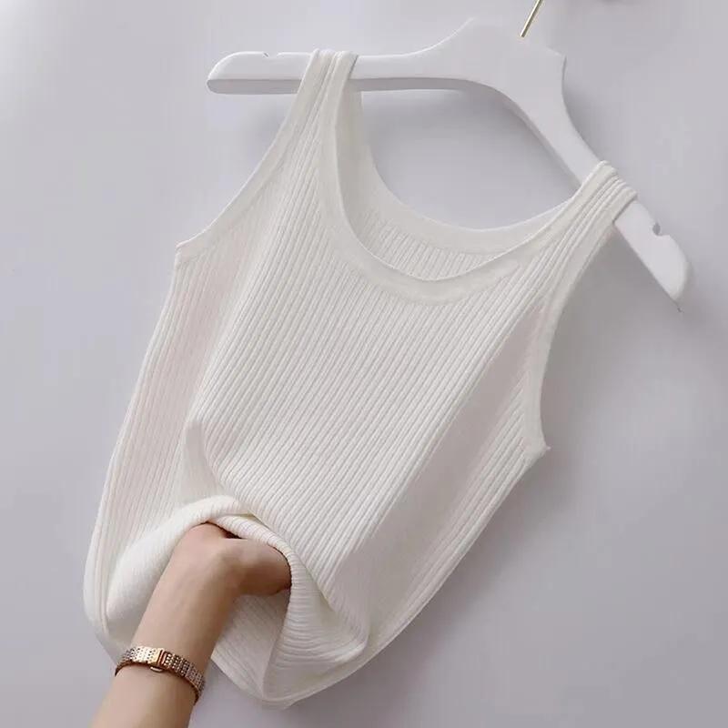 Threaded Camisole Women's Plus Size Solid Color Slim Outer Wear Sleeveless Bottoming Sweater Vest