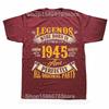 Funny 80th Birthday Legends were Born in 1945 Tshirts Men Womens Fashion Casual Tshirt 80 Years Old Grandpa Oversized T Shirt