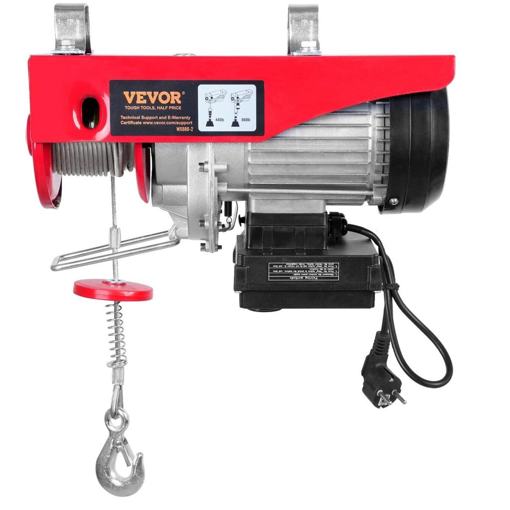 Electric Hoist, 880 lbs Lifting Capacity, 850W 220V Electric Steel Wire Winch with Wireless Remote Control, 40ft Single Cable Lifting Height & Pure