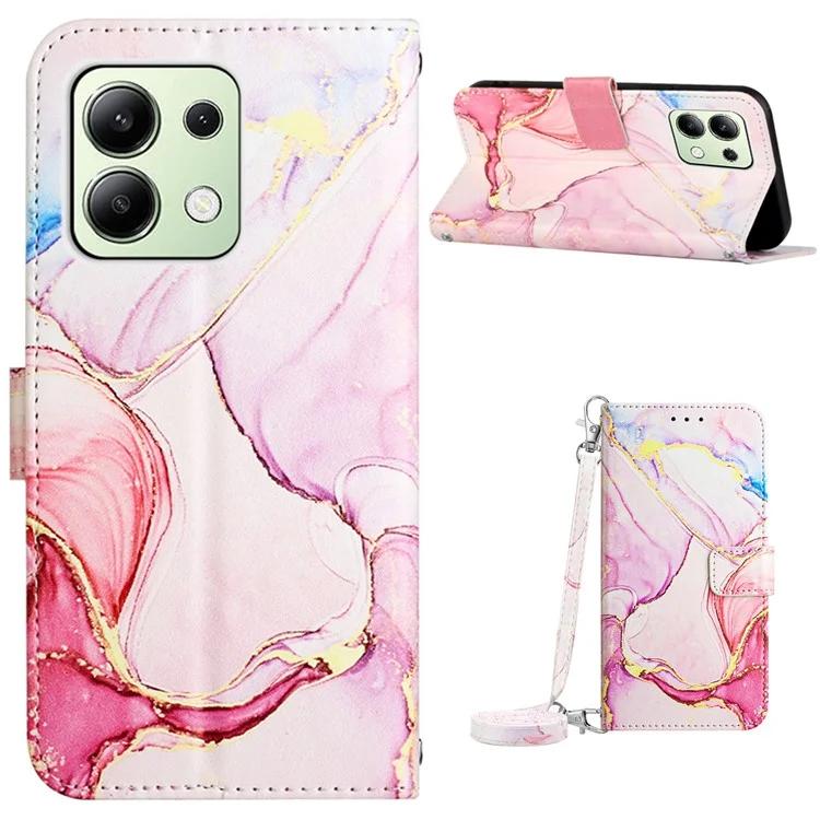 Кожаный чехол YB с принтом серии-6 для Xiaomi Redmi Note 13 4G, чехол-кошелек через плечо для телефона, чехол-бумажник