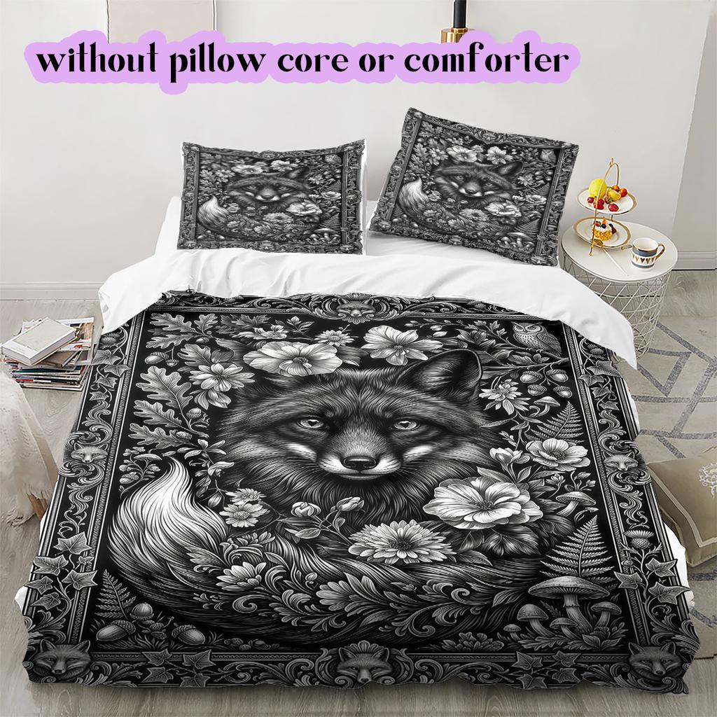 Black white animals Pattern Bedding,Quilt Set Quilt Cover Pillowcase Home Birthday Gift (1*duvet cover+2*pillowcase,without core)