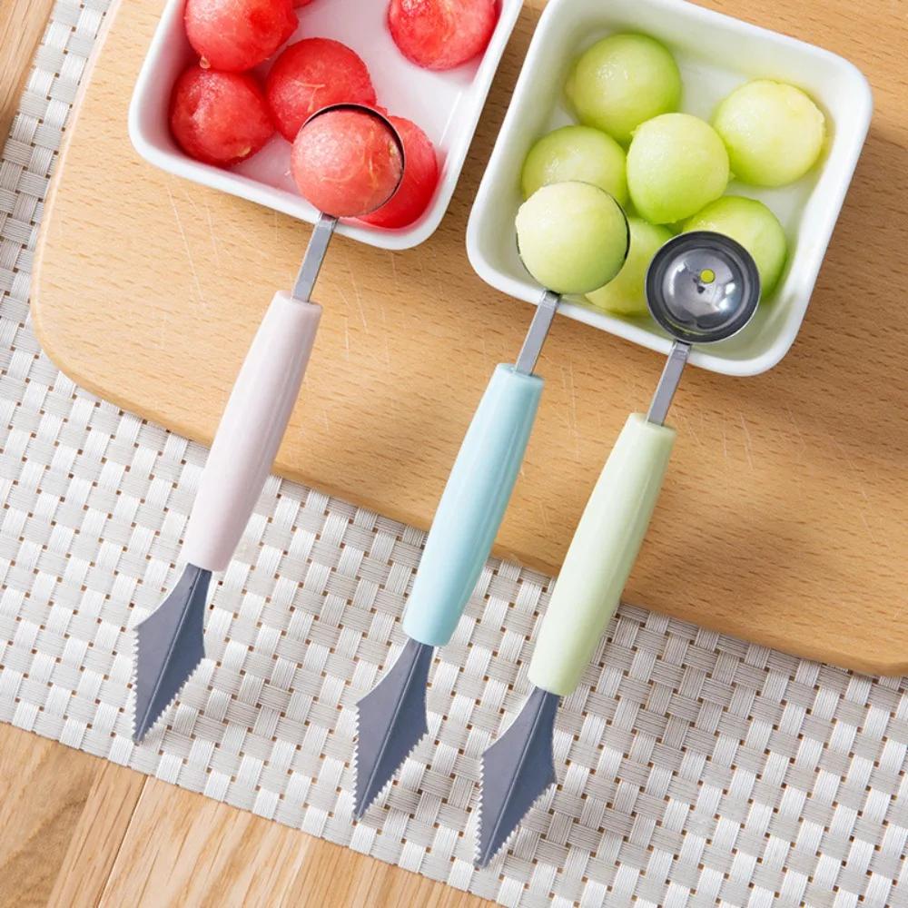 Новый двухсторонний нож для нарезки фруктов из нержавеющей стали Fruit Ball Digger можно использовать для фруктовой тарелки