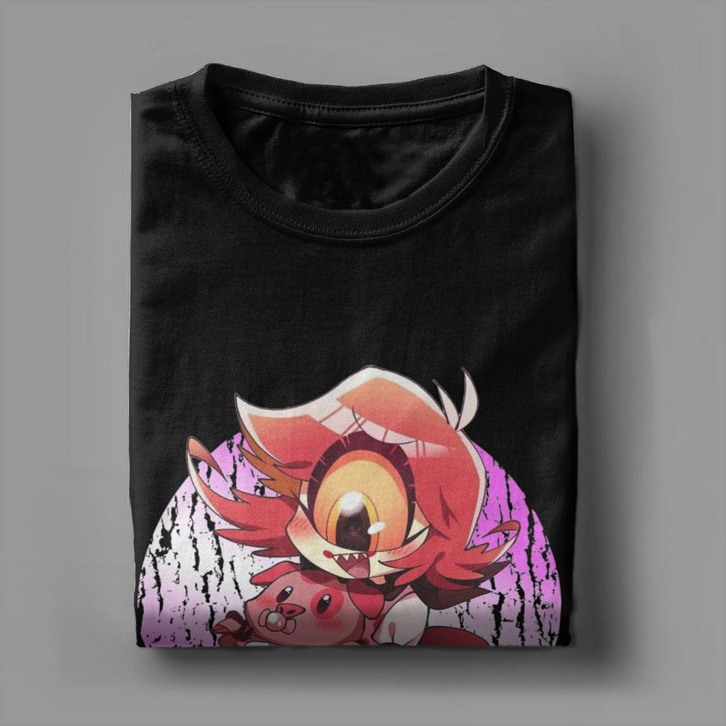 Забавные футболки Niffty Hazbins Hotels в стиле аниме для мужчин, из чистого хлопка, с круглым вырезом, с коротким рукавом, размеры 4XL 5XL