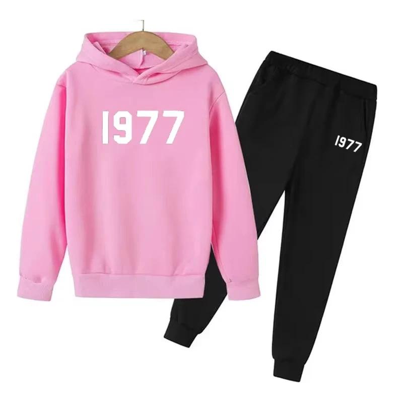 TZWYFashion Повседневный 1977 Мальчики Девочки Комплекты из 2 предметов Спортивный костюм Детский Спортивный костюм с капюшоном Детские Худи Свитшот Верх+Брюки Уличная одежда