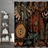 Vintage Floral Brown and Green Shower Curtain, Bathroom Decorative Shower Curtain, Waterproof Shower Curtain with Hooks