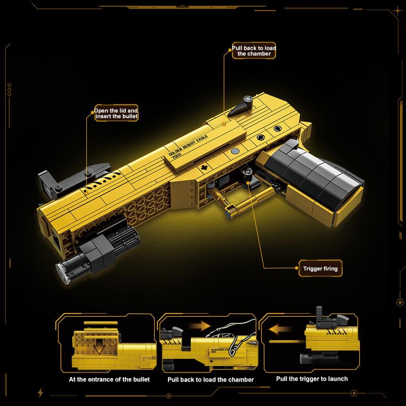 Военный Технический Золотой Пустынный Орел M416 Штурмовая Винтовка Модель Строительные Блоки Вторая Мировая Война Игра Дракон Пушка MOC Кирпичики Игрушки Для Ребенка Подарок