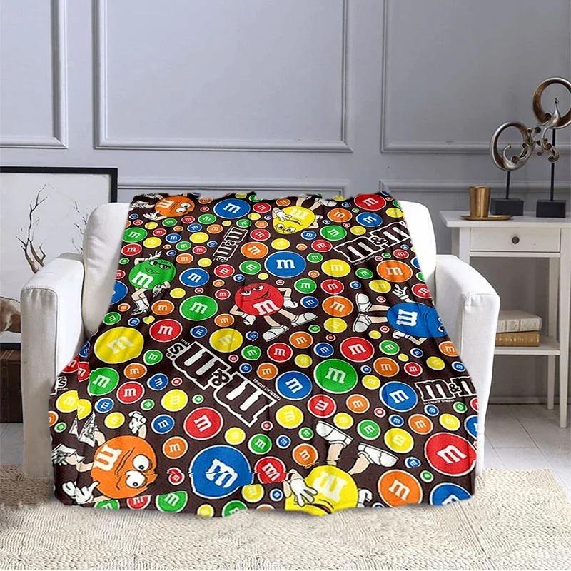 Плюшевое одеяло M&M Bean Chocolate с мультяшным принтом, модное, теплое, для походов, для дома, дивана, постельного белья, детское одеяло в подарок