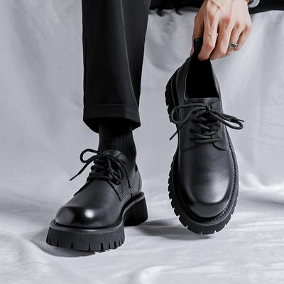 Мужские кожаные туфли британского покроя на платформе, повседневные туфли, деловые, черные, увеличивающие рост, низкие ботинки Martin 25820-F