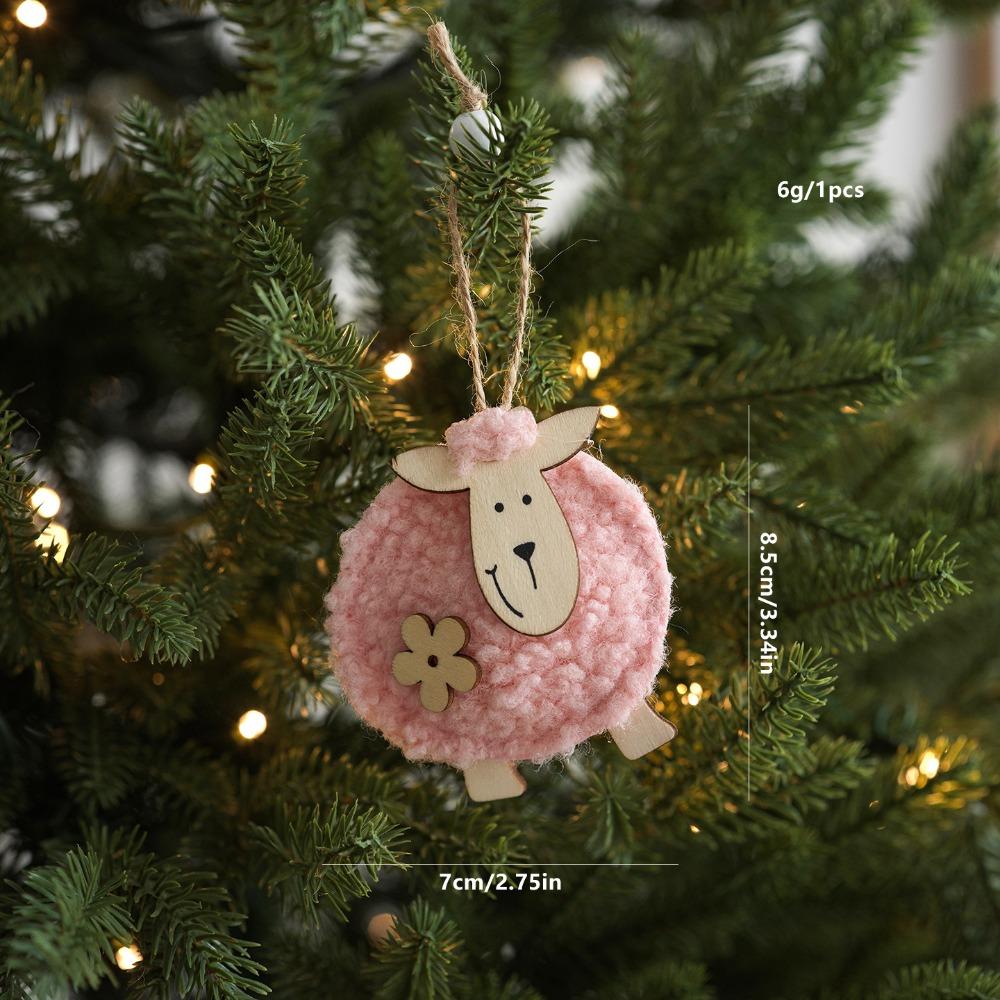 Sheep Shape Christmas Ornament Felt Material Felt Pendant Cute Xmas Hanging Charm Gift Decoration