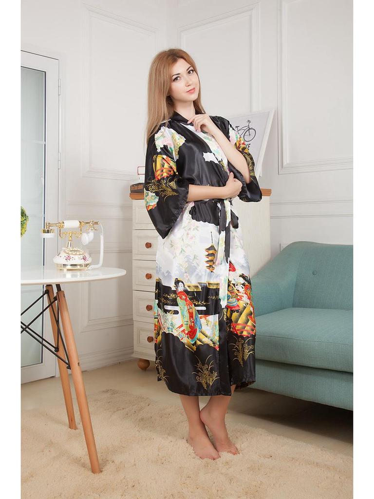 Женский летний кардиган-пижама-халат с шелковистой текстурой - Длинный, легкий, сексуальный халат