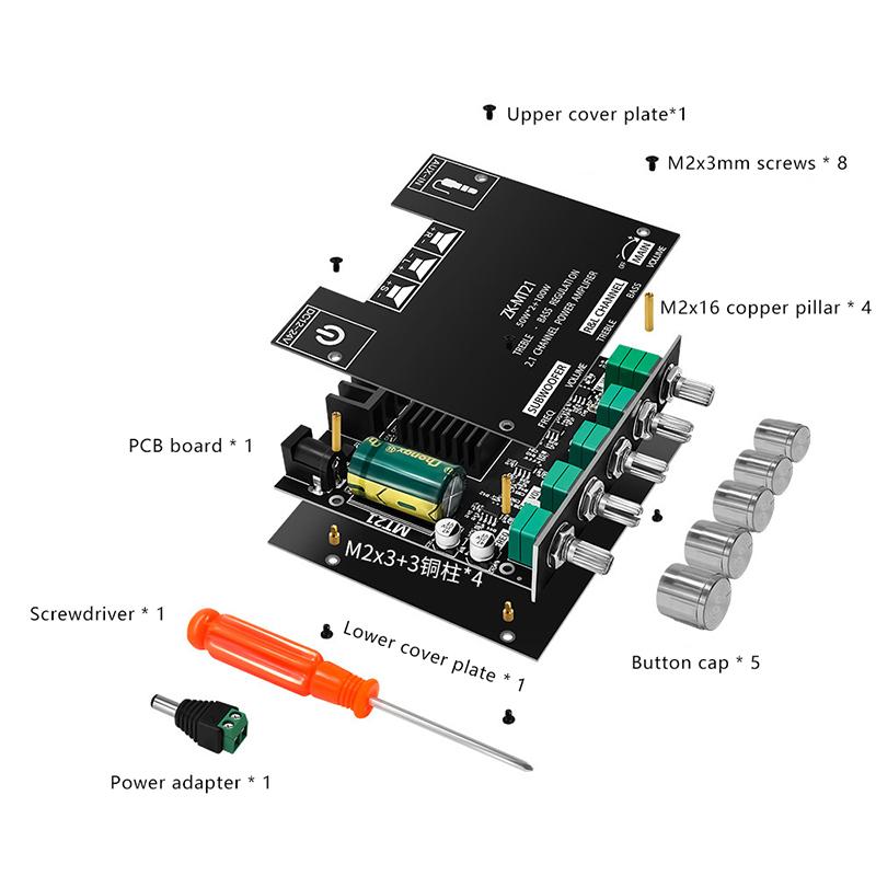 Плата усилителя сабвуфера канала Zk-Mt21 Cs8673E 2.1 Power Audio Stereo Amplifier Board Bass Amp Aux Power Amplifier Module