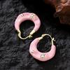 Stylish and simple old money style enamel drip glaze geometric circle ear buckle light luxury high-end earrings personalized fashionable earrings