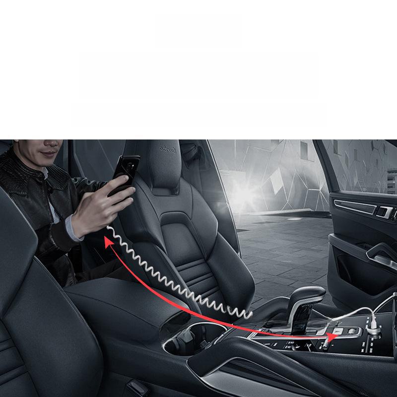66W Rapid Charging Car Spring Data Cable for Apple, Type-C, and Android Devices