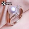 Natural Freshwater Pearl Rings For Women Fashion Female Cubic Zirconia CZ Ring Pearl Jewelry Adjustable Ring