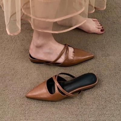 Туфли-лодочки с острым носком Женские тапочки Сексуальные летние мюли Обувь для платья Вечеринка 2025 Новые сандалии Женские шлепанцы Бренд Слингбэки Сандалии