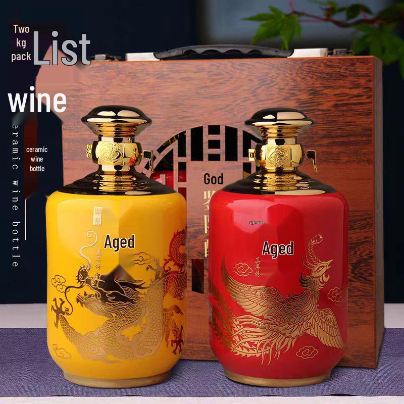 Керамическая винная бутылка «Дракон и Феникс», емкость 2 цзиня, герметичный набор для ликера с выдержанным винным горшком