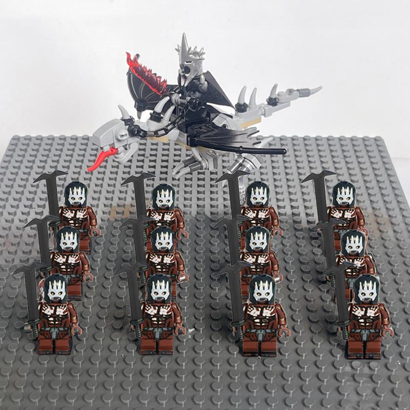 14 шт. MOC Средневековые Гномы Воины Эльфы Рыцари Властелин Колец Урук-хай Орк Солдат Рохана с Фигуркой Короля-Чародея Лидера Строительные Блоки Игрушки