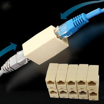 10 шт. Соединитель LAN-кабеля RJ45, Разветвитель/удлинитель Ethernet-сети для кабеля CAT5 CAT6, Двойной прямой адаптер
