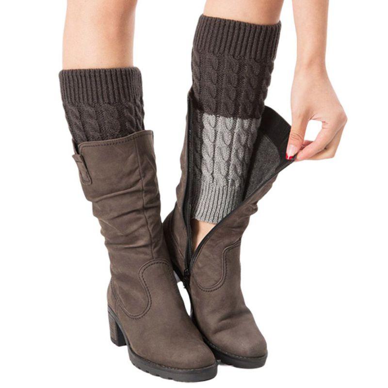 Winter Women Ribbed Leg Warmers Patchwork Knitted Long Boot Socks For Party Dance Sports Yoga Accessories