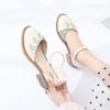 Footwear Closed Women's Shoes Buckles Sandals for Woman Outdoor Summer 2024 with Medium Heels Round Toe Tip Shoe Comfort Sale H