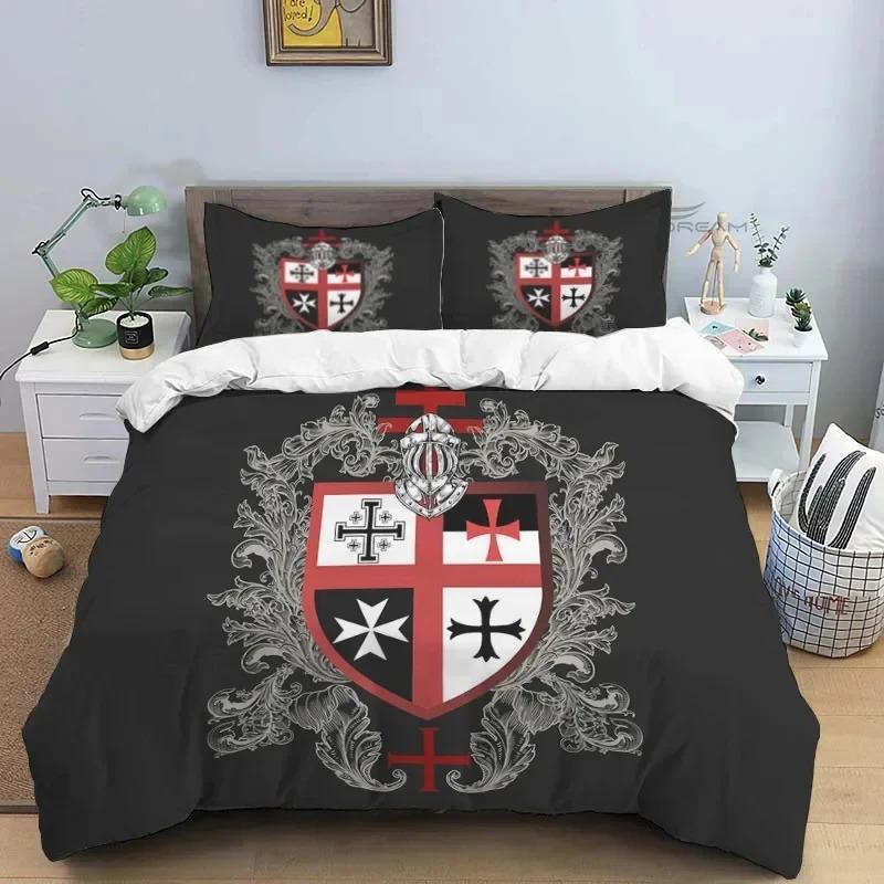 Medieval Knights Templar Comforter Bedding Set King Size Duvet Cover Quilt Pillowcase