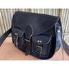 Real Vintage Saddle Bag Goat Leather Black Messenger Shoulder Handmade Vintage Leather Black Bag.