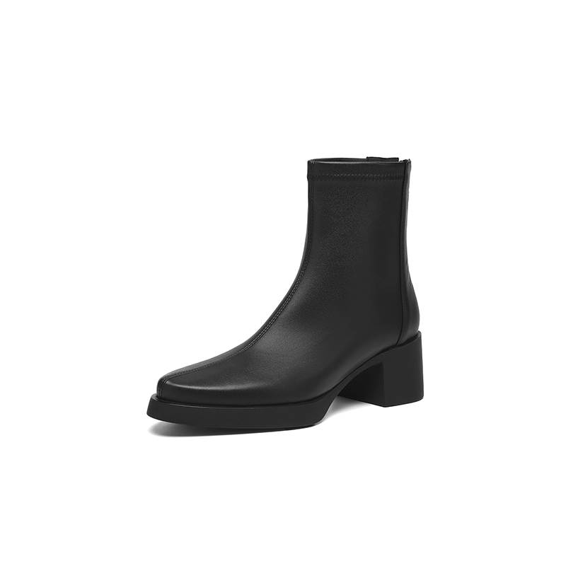 Krazing Pot Микрофибра Круглый носок Толстый каблук Современные ботинки Размер 42 Молния Платформа Красота Леди Женские Ботильоны