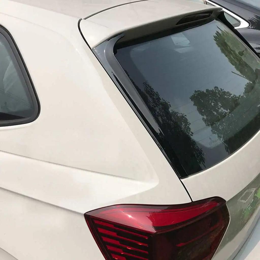 2 шт. для Volkswagen VW Polo MK6 2018 + сплиттер заднего стекла, боковые спойлеры на крыле, наклейка «Canard», автомобильные аксессуары, глянцевый черный