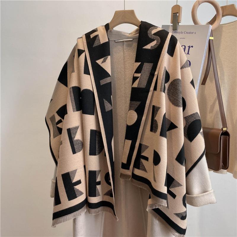 Fire Phoenix-Ya Shawl Women's Cashmere Warm Outside with Student Dual-Use Air Conditioning New Scarf Autumn and Winter Fashion