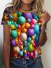 Футболка с круглым вырезом и принтом «Цветные камни», повседневный топ с коротким рукавом на весну и лето, женская одежда