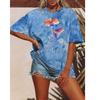 Summer Women Fashion T-shirt Tie Dyeing Tops Tees Female Flower Print Short Sleeve Clothing Ladies Casual Stylish Outfit