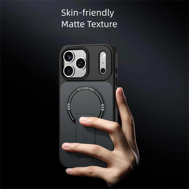 Роскошный складной магнитный держатель-подставка For Magsafe Матовый чехол для iPhone 17 Air 16 15 14 13 Pro Max 17Pro Ударопрочный чехол-держатель