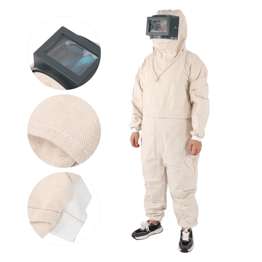 Full Protective Overalls Dustproof Breathable Sand Blasting Suit with Transparent Glass Face Shield
