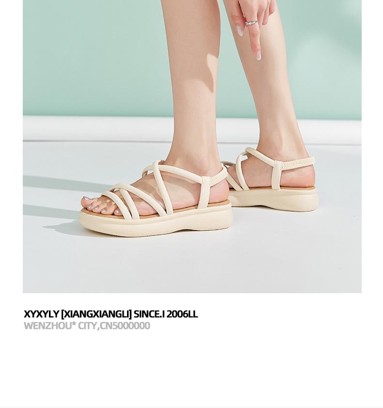 [Same as in the mall] College style stepping poop feeling fine strap cross casual sandals
