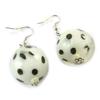 [N9938] - Designer Earrings 'Scarlett' White Black (small Polka Dots)