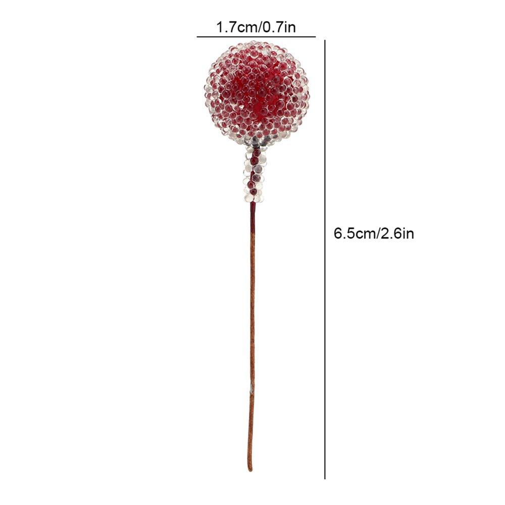 100PCS Realistics Mini Artificial Berry Decor Frosted Red Artificial Holly Berries Glass Bead Fake Berry Wedding