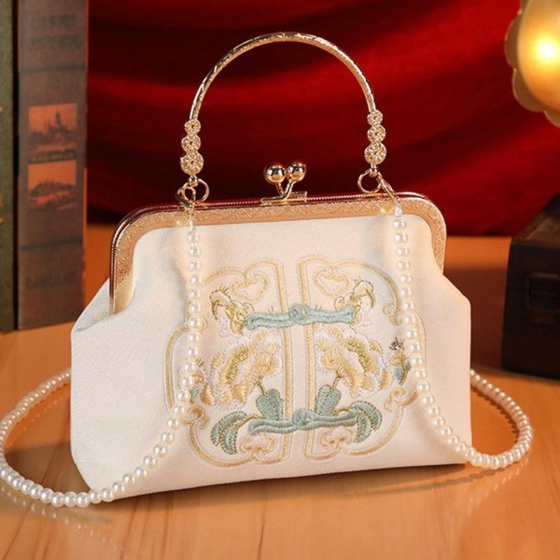 Вышитые женские сумки Маленькие квадратные сумки Сумки с пряжкой для подружек невесты Нишевые сумки Суя Ханфу ципао невеста