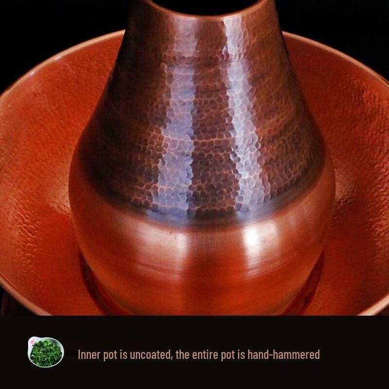 TLXT Hand-Hammered Purple Copper Divided Hot Pot