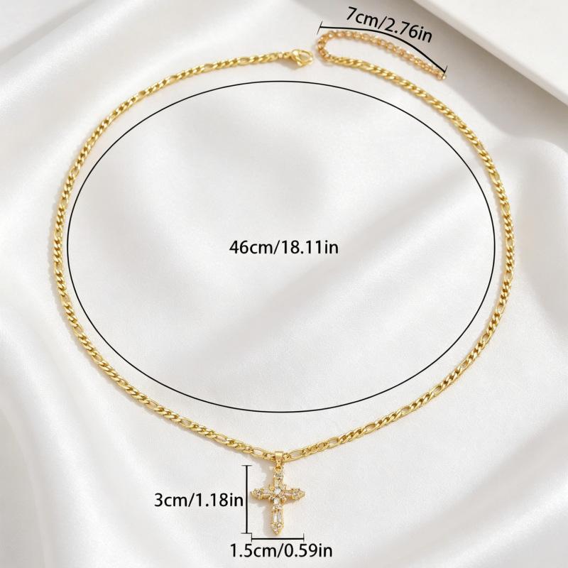 Hot Sale European and American Style Women's Cross Necklace Geometric Diamond-set Design High-end Clavicle Chain Women