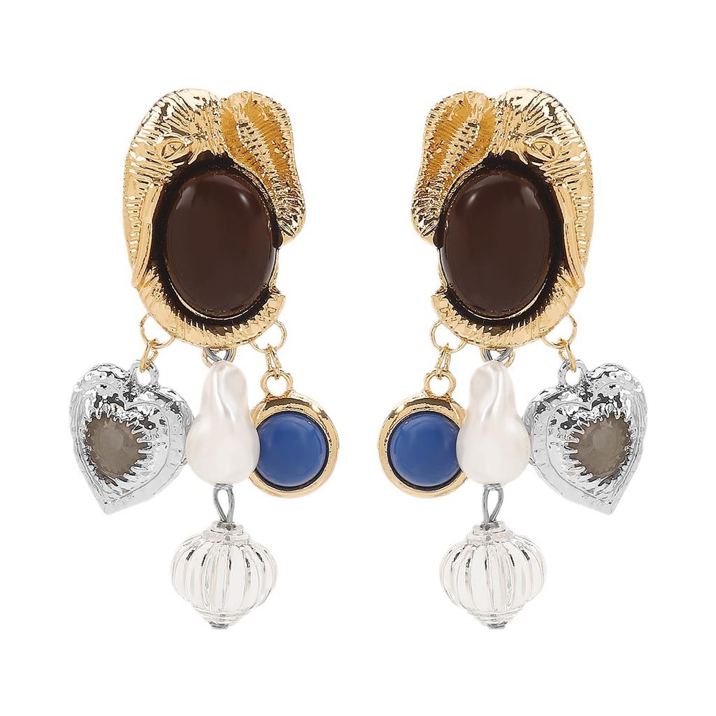 Осенне-зимние ретро серьги-подвески с высококачественным искусственным жемчугом и драгоценными камнями, креативные универсальные серьги