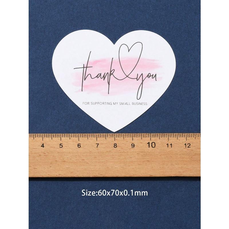30Pcs/Bag Coated Paper Thank You Greeting Card, Heart with Word Thank You Pattern, 6x7cm
