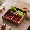 Walnut Four-Compartment Fruit Plate Durable Living Room Snack Basket Elegant Tea-Time Serving Tray High-End Wooden Dish