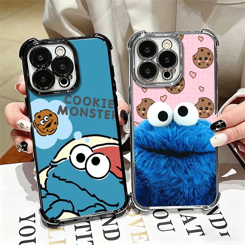 Sesame Street Cookie Soft Phone Case For iPhone 15 16 17 Air 14 Pro Max 16E Plus 13 12 Mini Plating Anti-Fall Fundas
