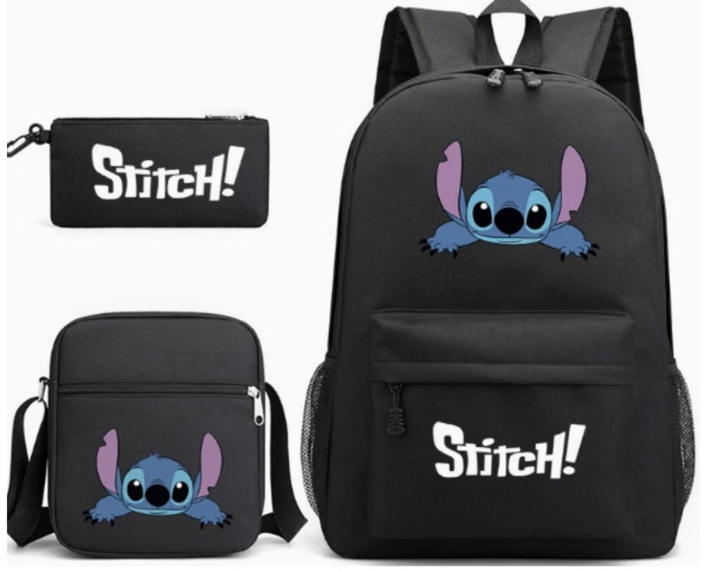 Interstellar Baby Stitch Three-Piece School Bag Cartoon Peripheral Printed Polyester Backpack Student School Bag Leisure Bag